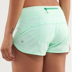 Lululemon Run Speed Shorts Mint Green Polka Dot